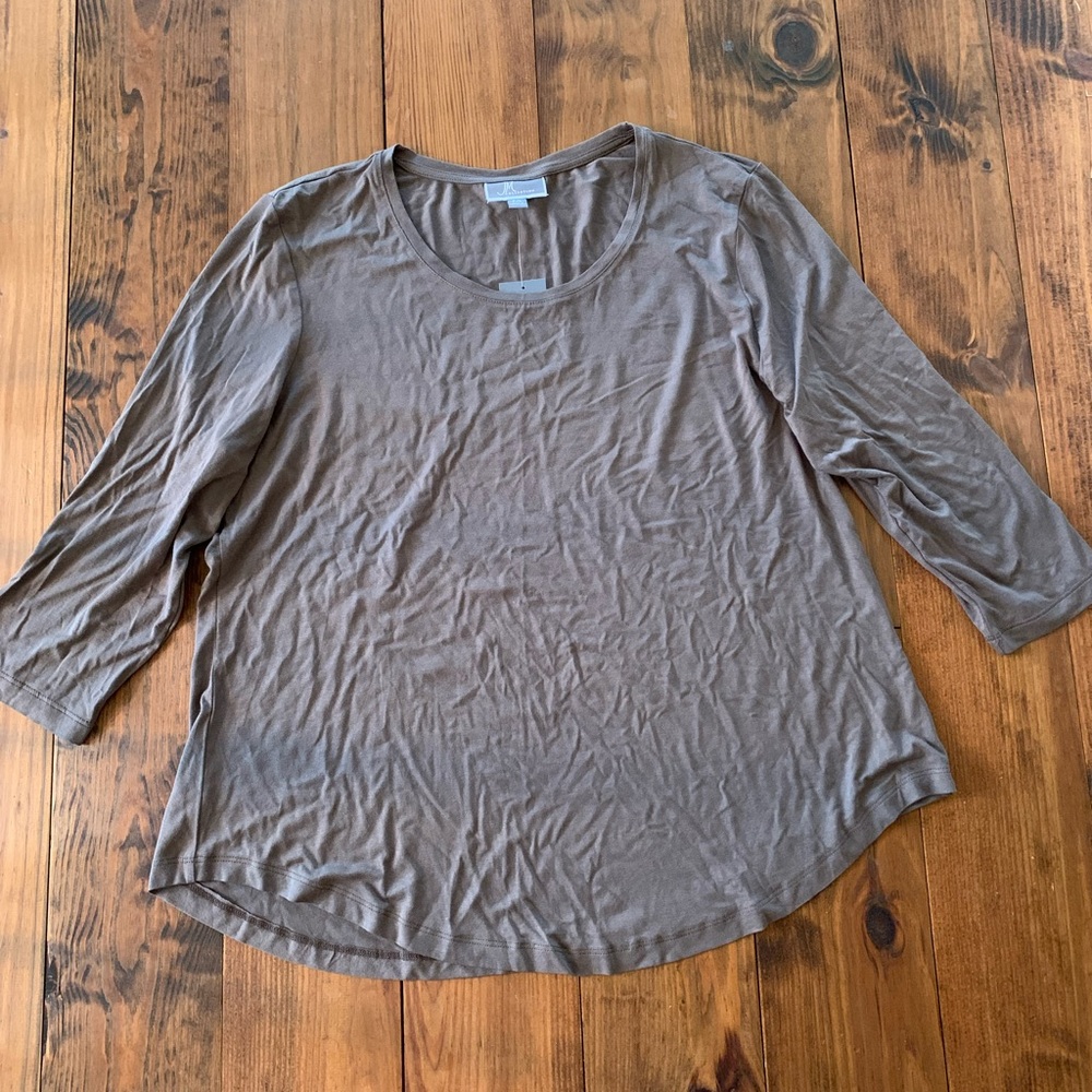 Petite large brown clay long sleeve shirt